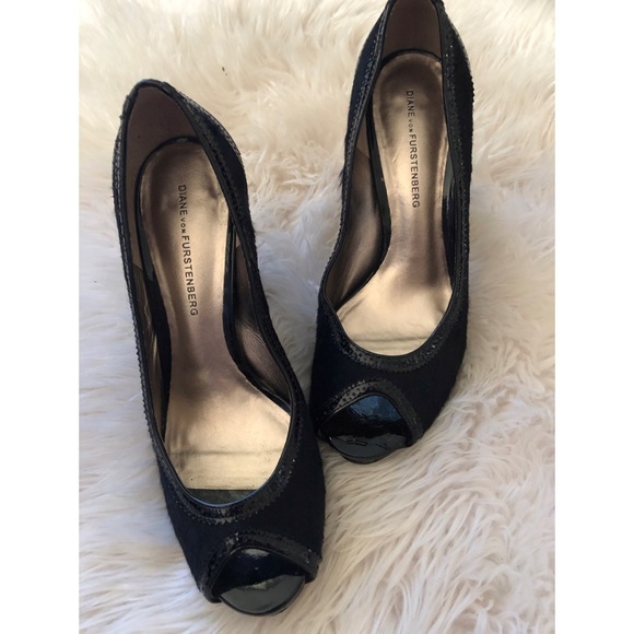 Diane Von Furstenberg peep toe leather heels - Picture 2 of 8
